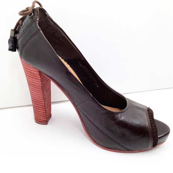 {Diesel}Leather Peep Toe Platform Heels - Picture 11 of 12